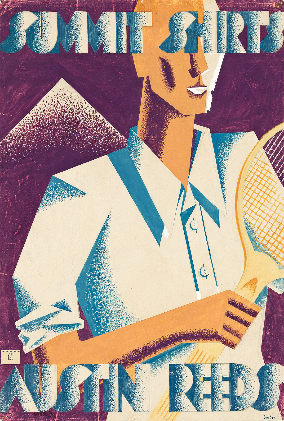 BARBER (DATES UNKNOWN). SUMMIT SHIRTS / AUSTIN REEDS. Gouache maquette. 1935. 22x15 inches, 59x38 cm.